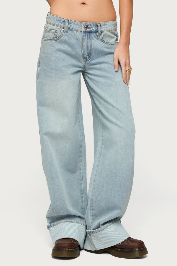 Contrast Heart Low Rise Baggy Jeans