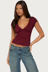 Penelopy Overlap V Neck T Shirt