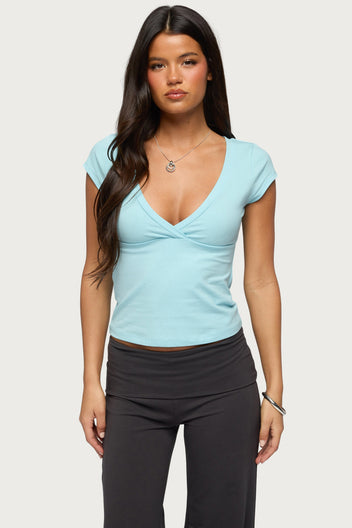 Penelopy Overlap V Neck T Shirt