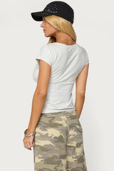 Penelopy Overlap V Neck T Shirt
