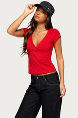 Penelopy Overlap V Neck Top