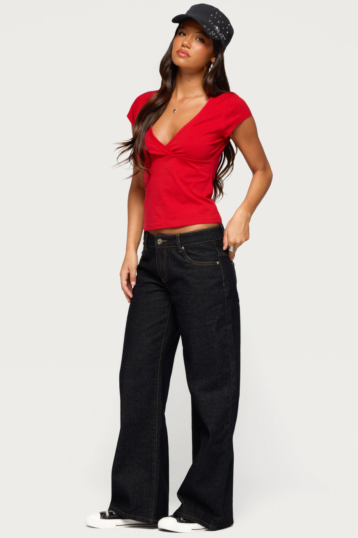 Penelopy Overlap V Neck Top