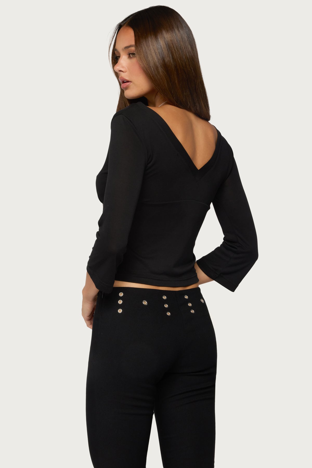 Mar V Neck Three-Quarter Sleeve Top