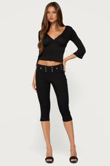 Mar V Neck Three-Quarter Sleeve Top