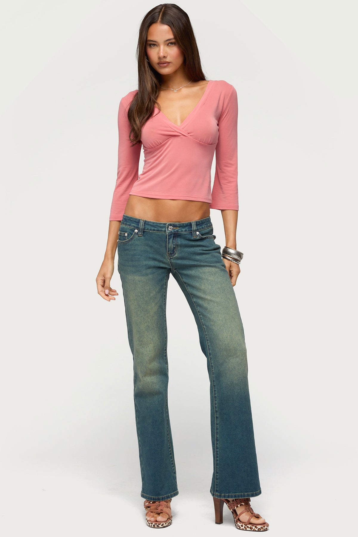 Mar V Neck Quarter Sleeve Top