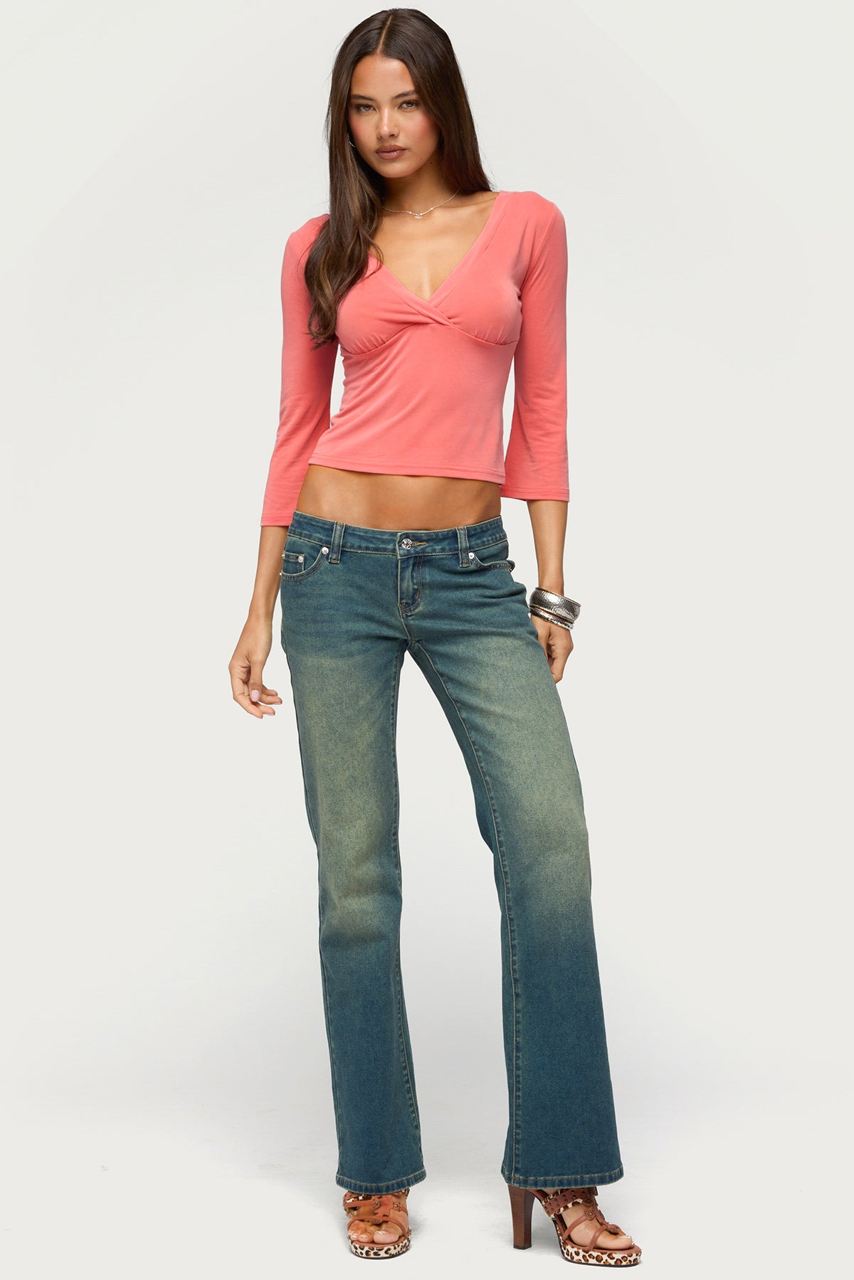 Mar V Neck Quarter Sleeve Top