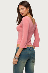 Mar V Neck Quarter Sleeve Top