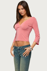 Mar V Neck Quarter Sleeve Top