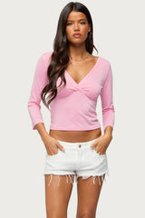 Mar V Neck Quarter Sleeve Top