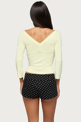Mar V Neck Quarter Sleeve Top