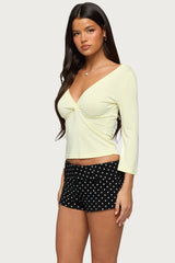 Mar V Neck Quarter Sleeve Top