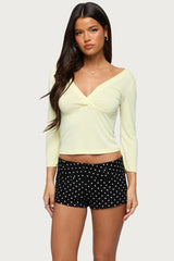 Mar V Neck Quarter Sleeve Top