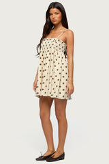 Audrea Polka Dot Babydoll Mini Dress