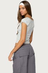 Laia Striped V Neck T Shirt
