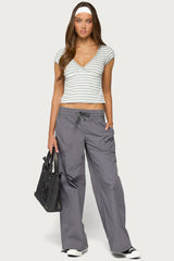 Laia Striped V Neck T Shirt