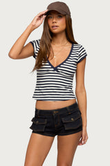 Laia Striped V Neck Top