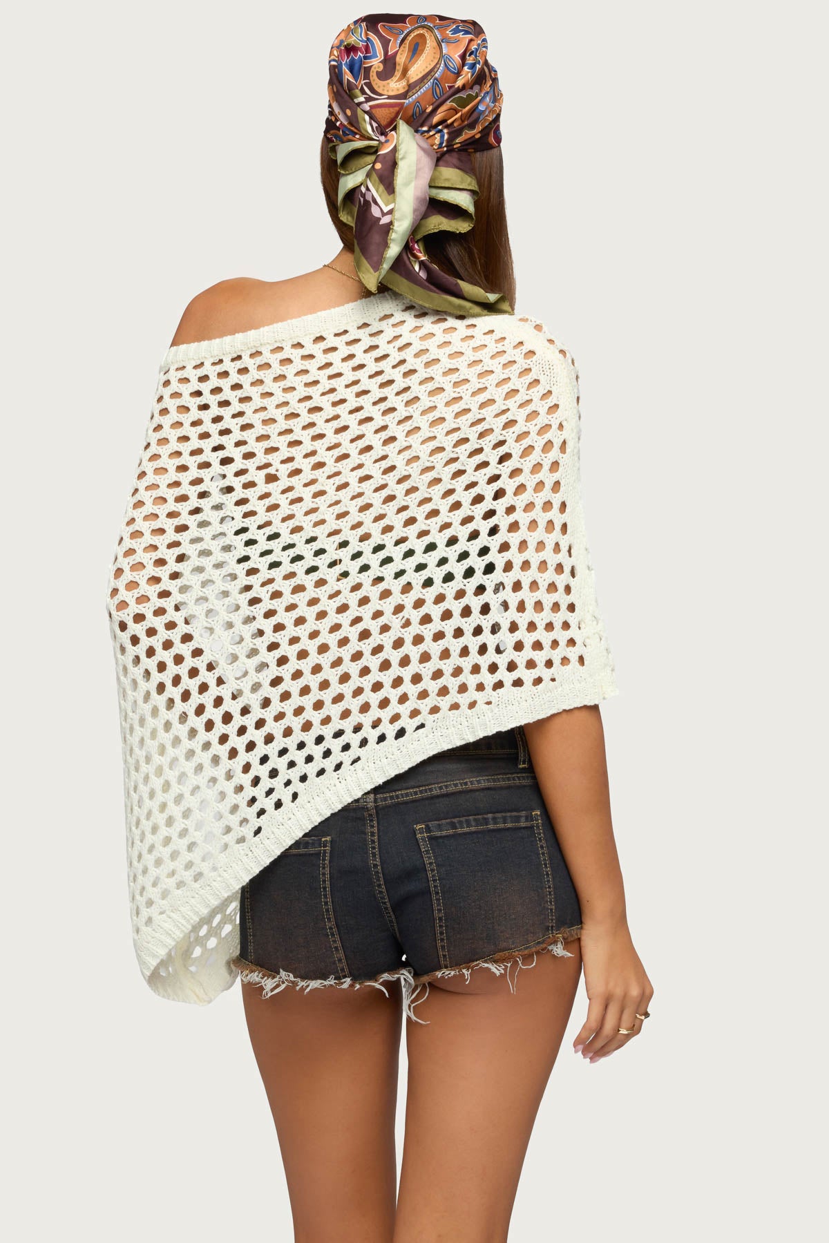 Cloe Off Shoulder Crochet Poncho