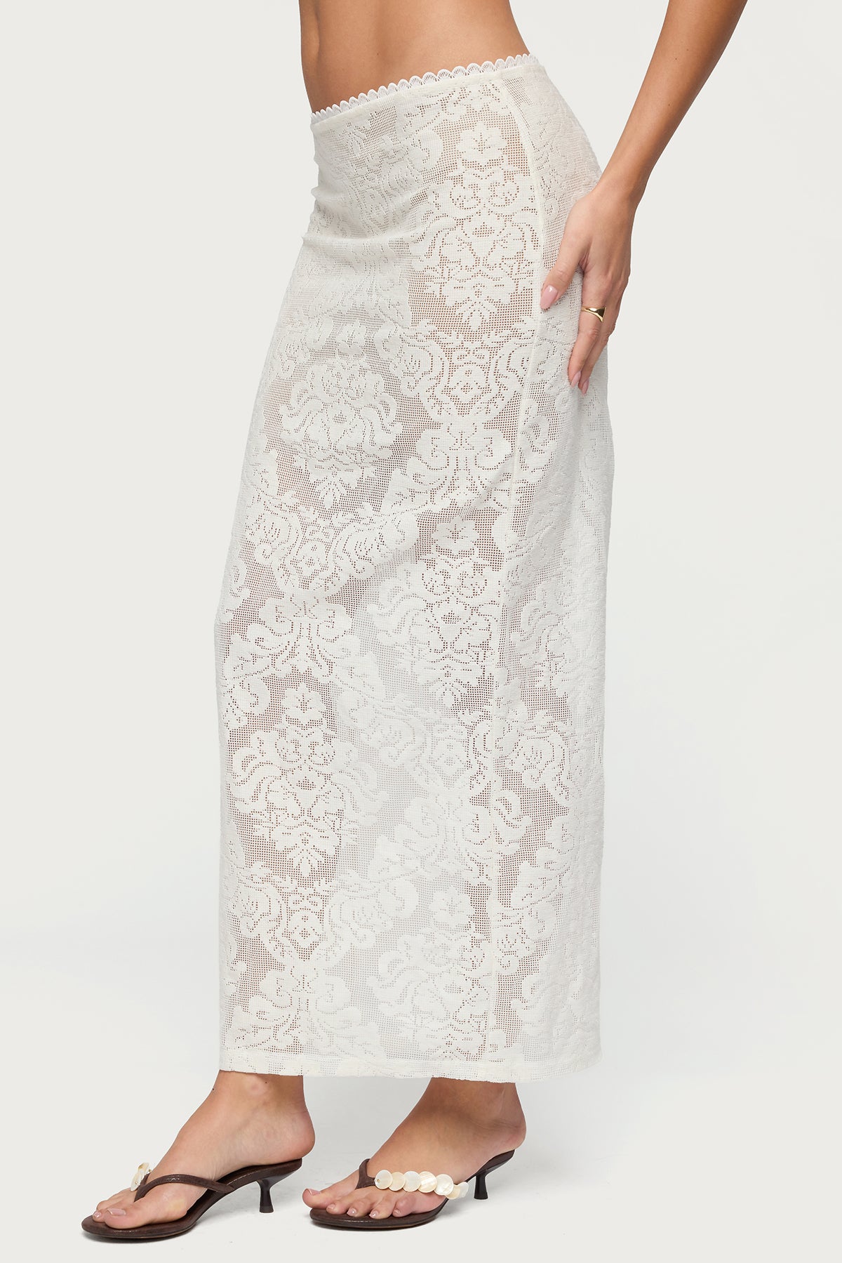 Violette Sheer Lace Maxi Skirt