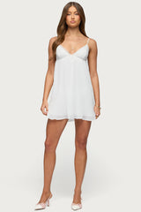 Lacey Pleated Chiffon Mini Dress
