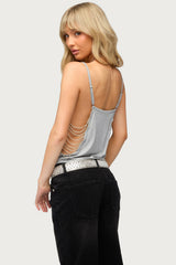 Donia Cutout Beaded String Tank Top