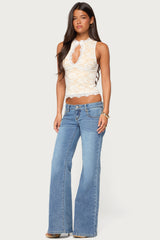 Frieda Keyhole Cutout Lace Top