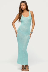 Abby Sequin Sheer Knit Maxi Dress