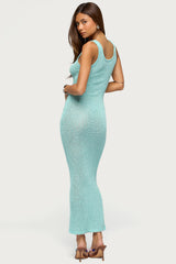 Abby Sequin Sheer Knit Maxi Dress