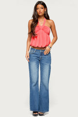 Raiva Low Rise Rhinestone Flared Jeans