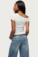 Jubilee Off Shoulder Henley Top