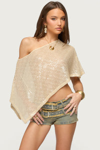 Alanna Sheer Sequin Poncho