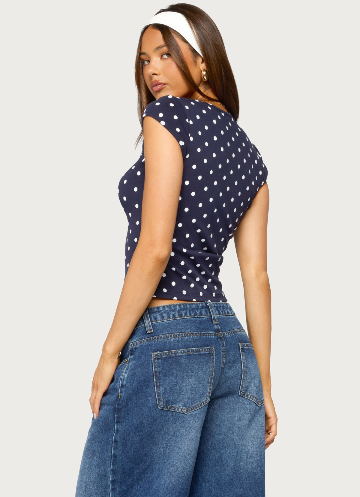 Mookie Square Neck Polka Dot Top