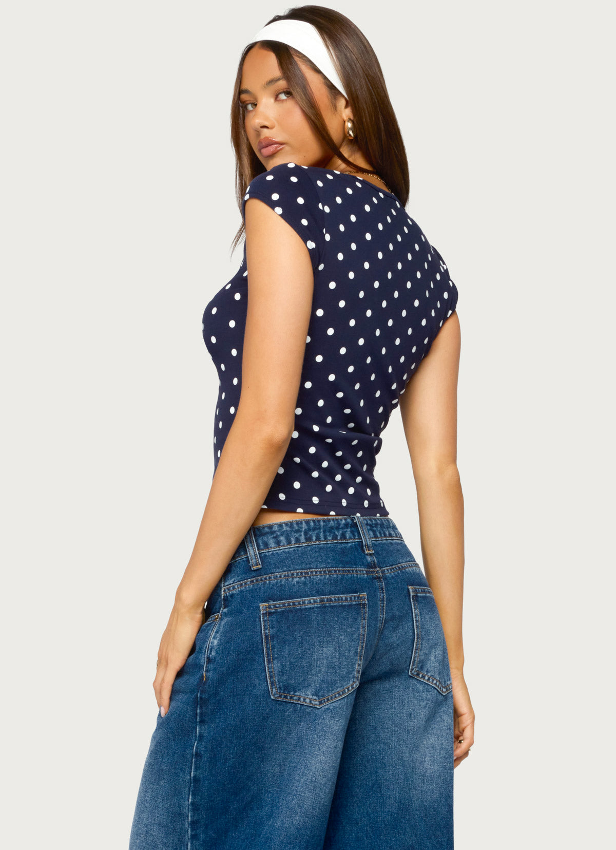 Mookie Square Neck Polka Dot Top
