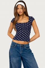 Mookie Square Neck Polka Dot Top