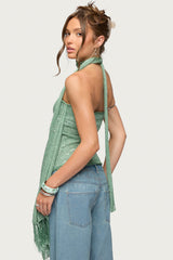 Two Piece Shiny Knit Scarf Top