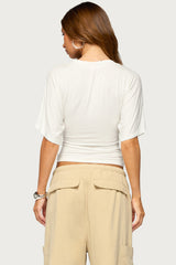 Sully Iridescent Button Wrapped Top