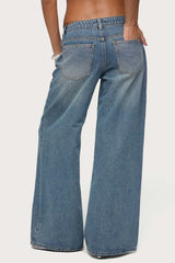 Rhinestone Low Rise Wide Leg Jeans