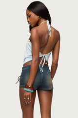 Stone Backless Cowl Neck Top