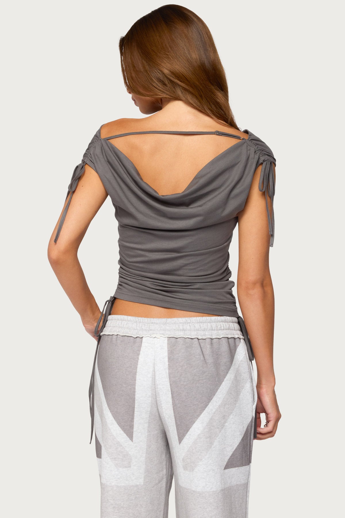 Royan Cowl Neck Drawstring Top