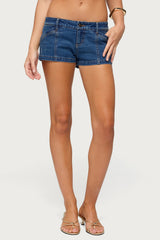 Mclaine Stitched Low Rise Denim Shorts
