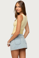 Beah Ribbed Knit V Neck Top