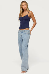 Delia Sweetheart Button Up Tank Top