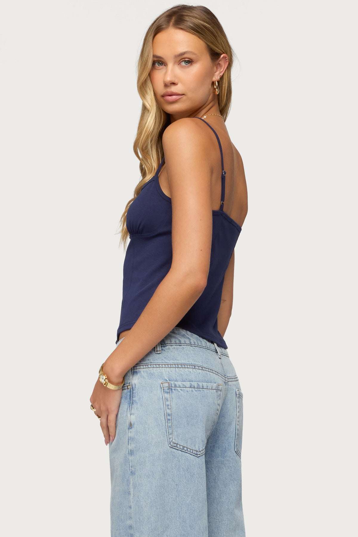 Delia Sweetheart Button Up Tank Top