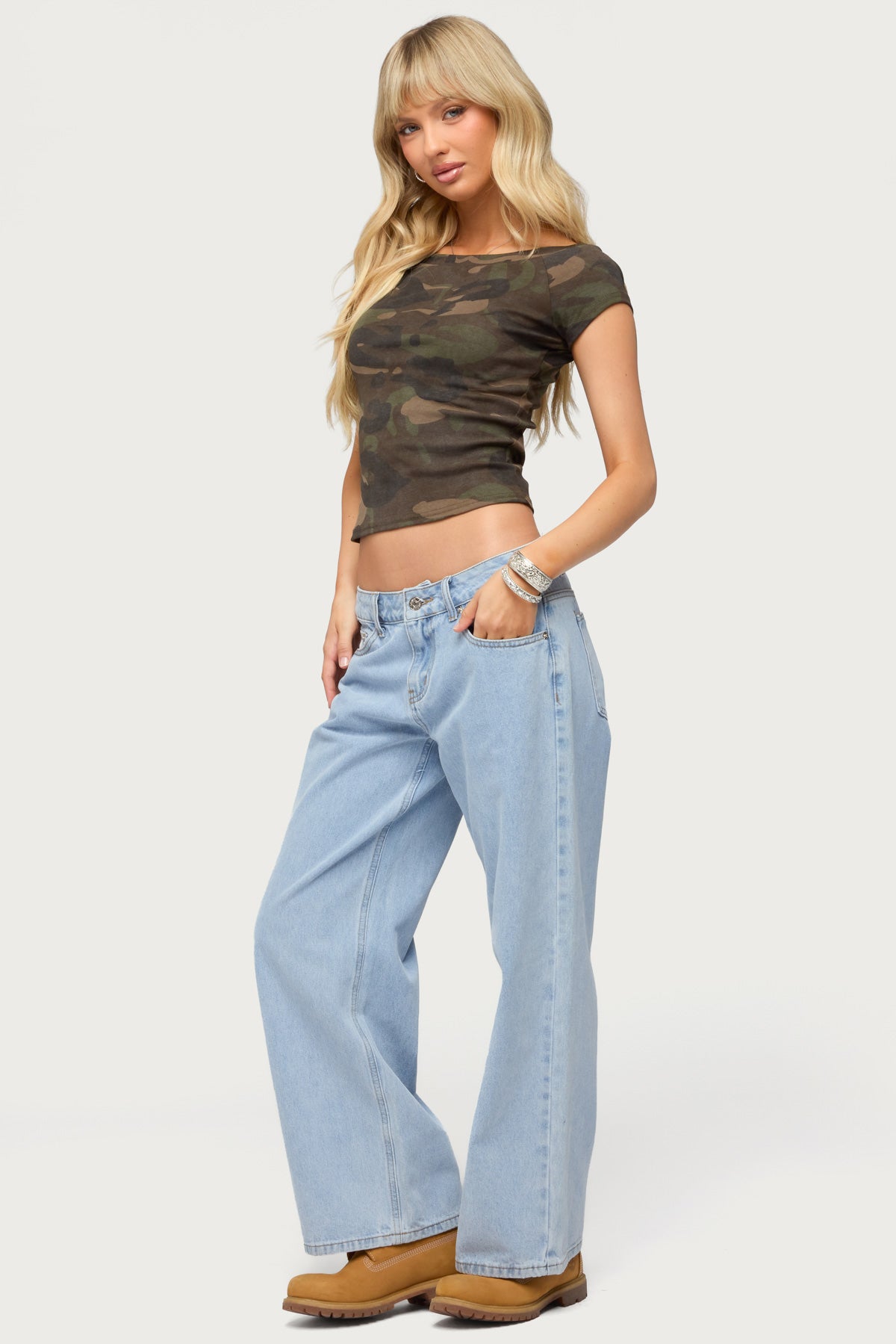 Lumielle Camo Boat Neck Top