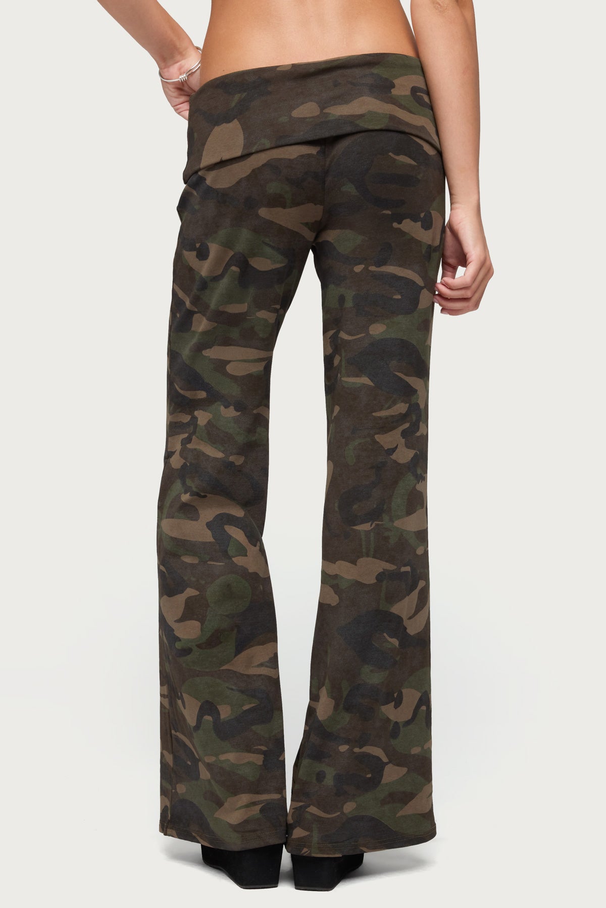 Lumielle Camo Wide Leg Foldover Pants