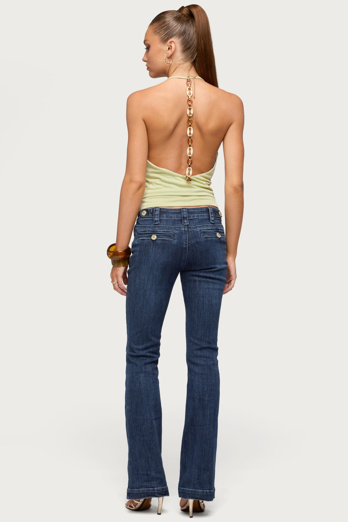 Solena Backless Chain Cowl Neck Top