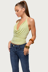 Solena Backless Chain Cowl Neck Top