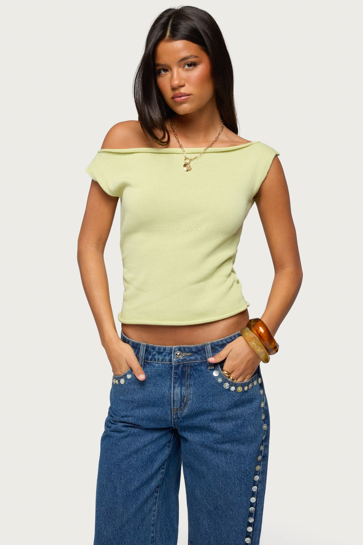 Lauria Off Shoulder Knit Top – edikted