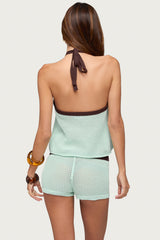 Loli Ring Contrast Knit Halter Top