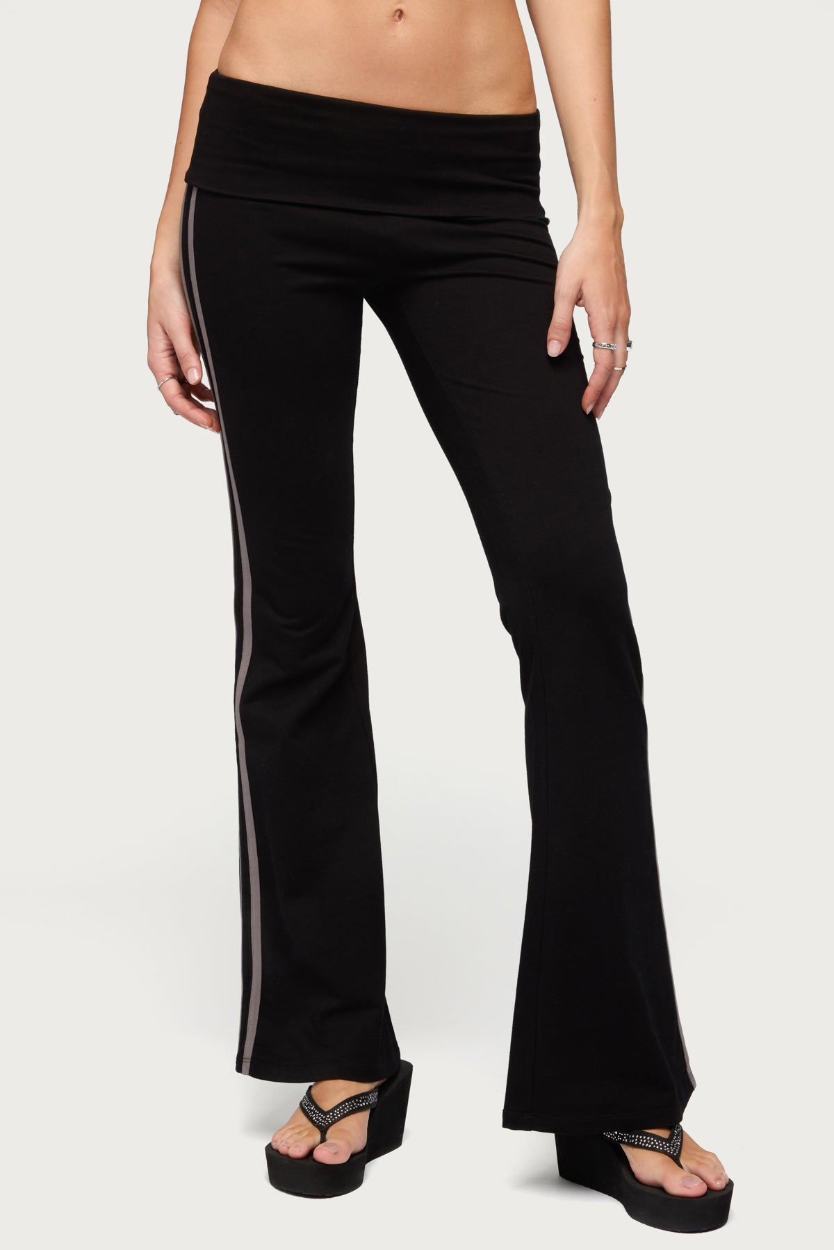 Charly Foldover Stripey Flared Pants