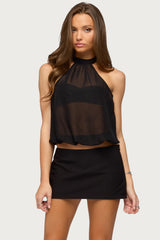 Sheer Built In Bra Bubble Top